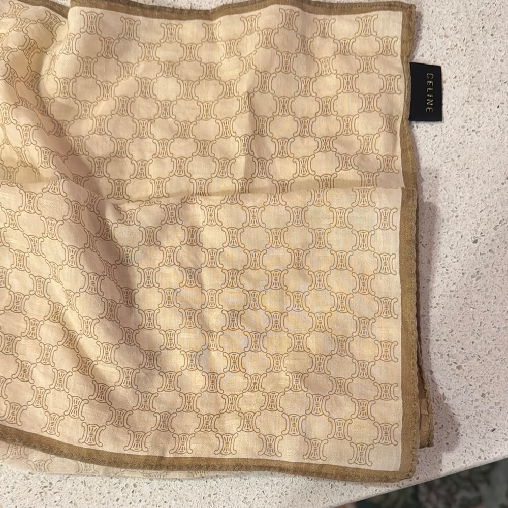 Celine Gold and Cream Monogram Scarf